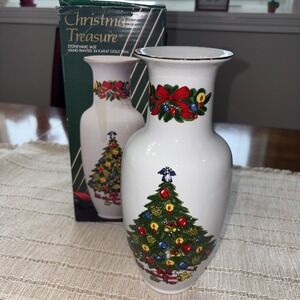 Mount Clemens Pottery CHRISTMAS TREASURE /Tree Bow w/24k Gold trim VTG